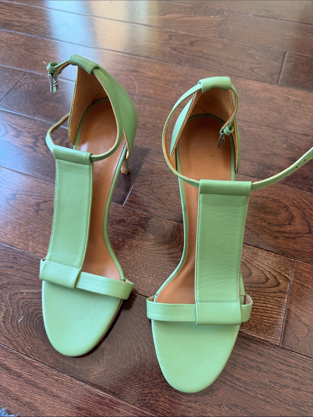 STAUD brand new  Green Ankle-Strap Heeled Sandals